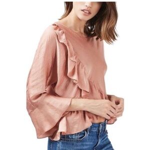 Topshop pink ruffle top